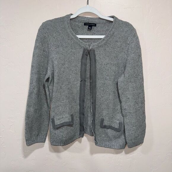 Banana Republic Large Grey & Metallic Button Up Cardigan - Picture 1 of 6